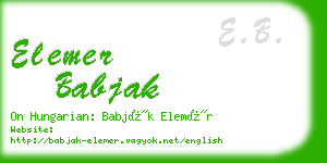 elemer babjak business card